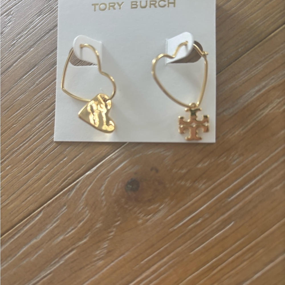Tory Burch Gold Heart Drop Earrings